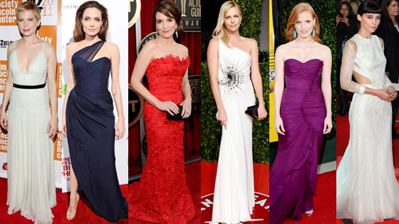 Angelina Jolie, Charlize Theron, Tina Fey, Michelle Williams, Jessica Chastain, Rooney Mara Angelina Jolie, Charlize Theron, Tina Fey, Michelle Williams, Jessica Chastain, Rooney Mara